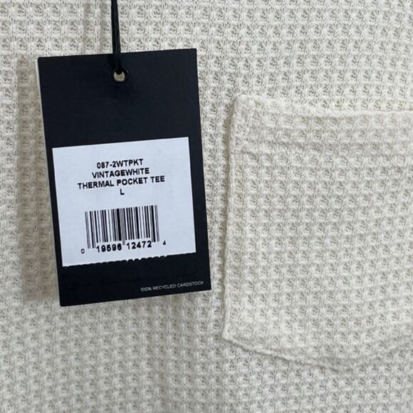 NWT RE/DONE Long Sleeve Thermal Pocket‎ Tee in Vintage White Size LARGE REDONE - Picture 6 of 12
